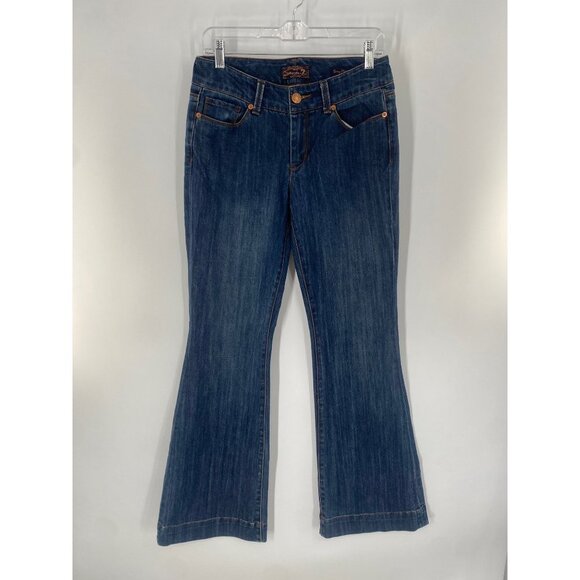 Seven For All Mankind Jeans Sexy Flare Jeans BOHO Hippie DARK WASH SIZE 28 - Picture 1 of 5